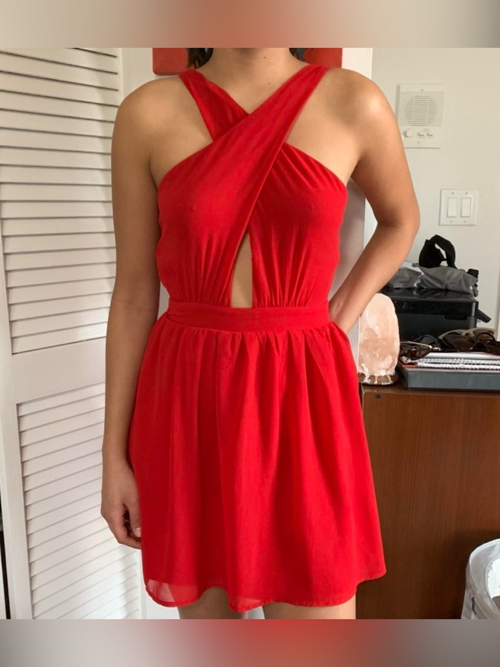 Forever 21 red halter mini dress